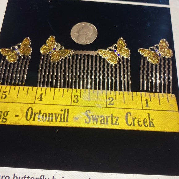 New retro butterfly, hair comb metal, 3 to  a set. 2 small one big - Picture 5 of 5